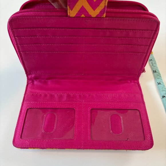 Vera Bradley Matched Set Zigzag Quilted Crossbody Bag Wallet Set Pink/Orange - Picture 10 of 12